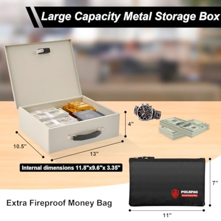 Fireproof Document Box with Ke - Fire Safe Document avaliação e preço