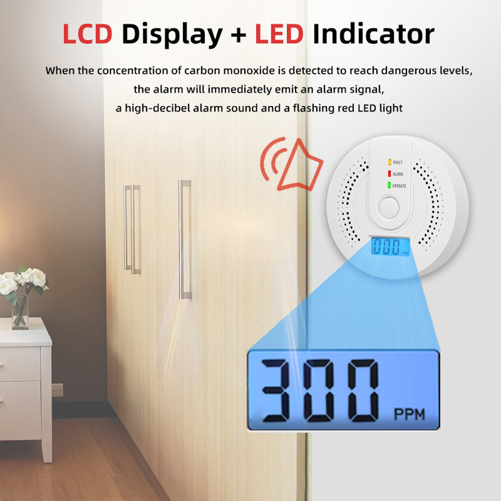 5-1PCS Digital Carbon Monoxide - Smoke Detector Interconnected avaliação e preço