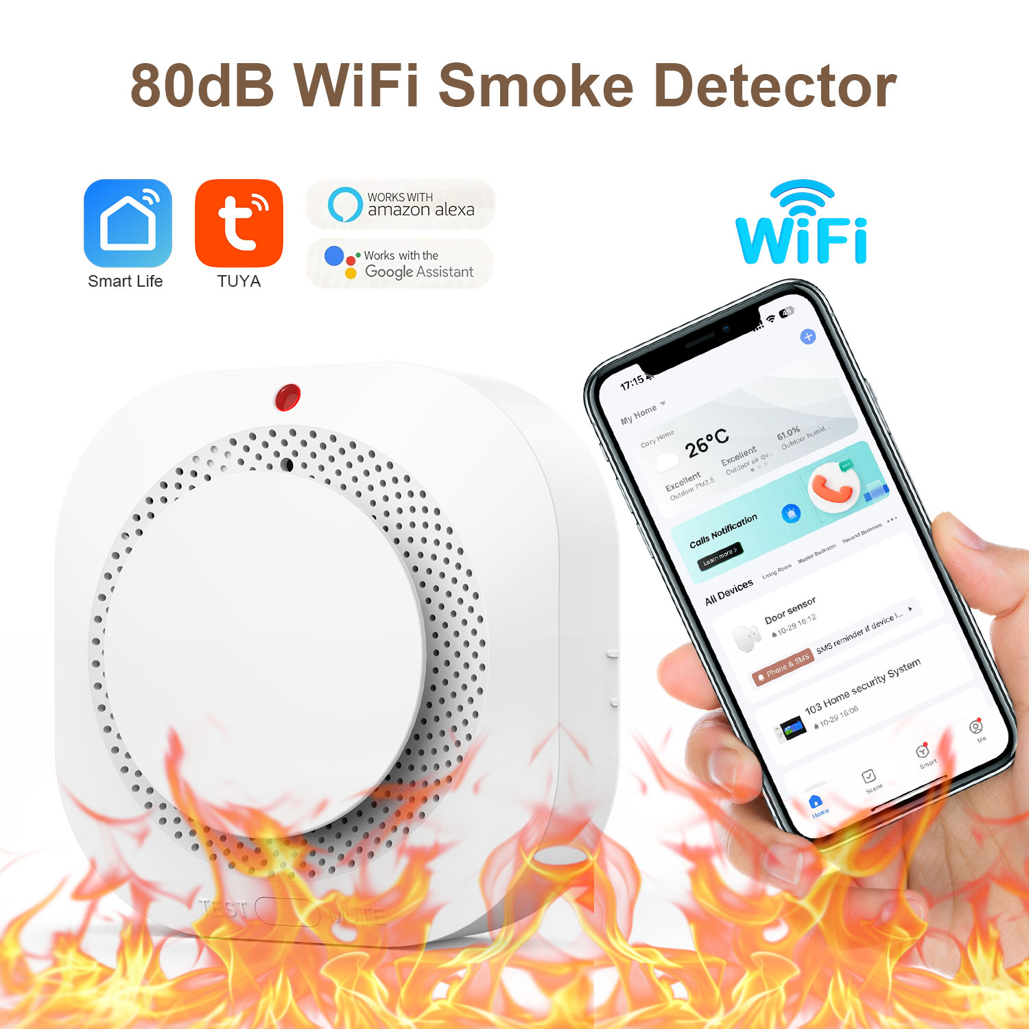 WiFi Fire Protection Smoke Sen - Smoke Detector Interconnected avaliação e preço