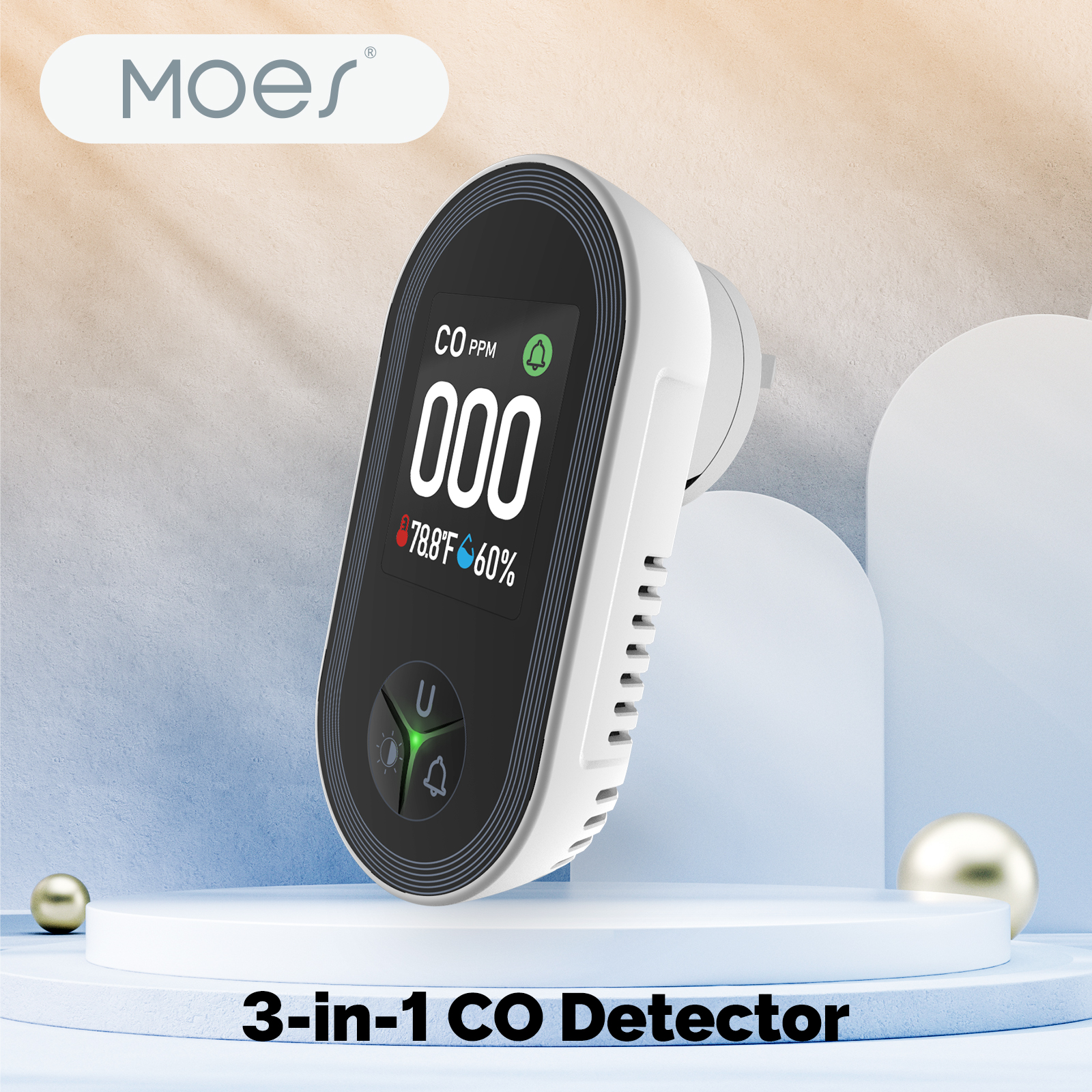 MOES 3-in-1 Plug-in CO Detecto - Co Detector Plug avaliação e preço