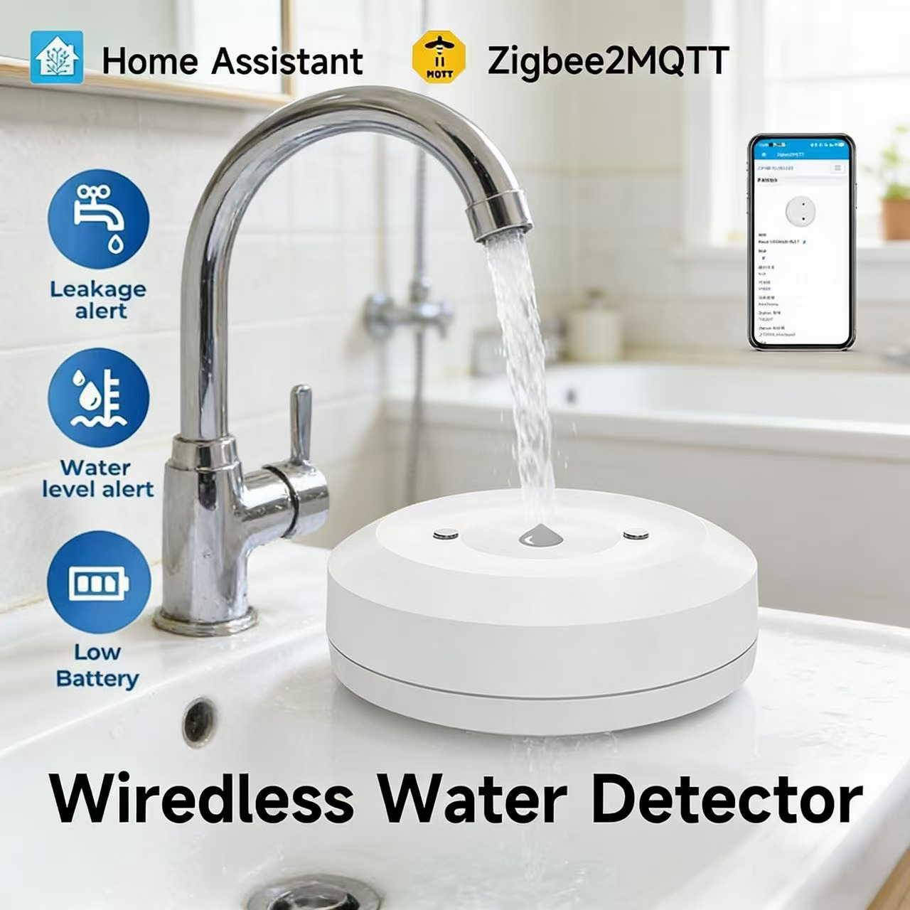 Smart ZigBee3.0 2MQTT Water Le - Water Alarm Sensor avaliação e preço