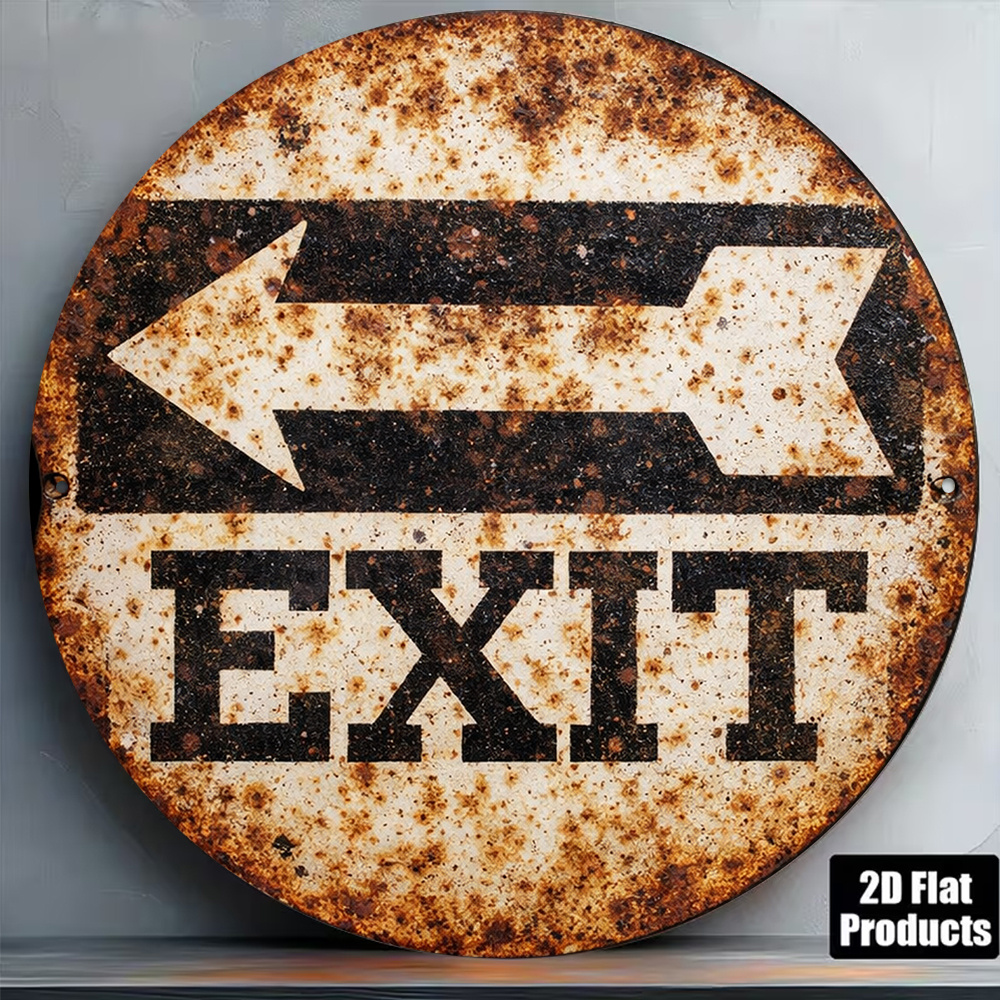 2D Metal Sign 8x8in/20x20cm Re - Emergency Exit Sign avaliação e preço