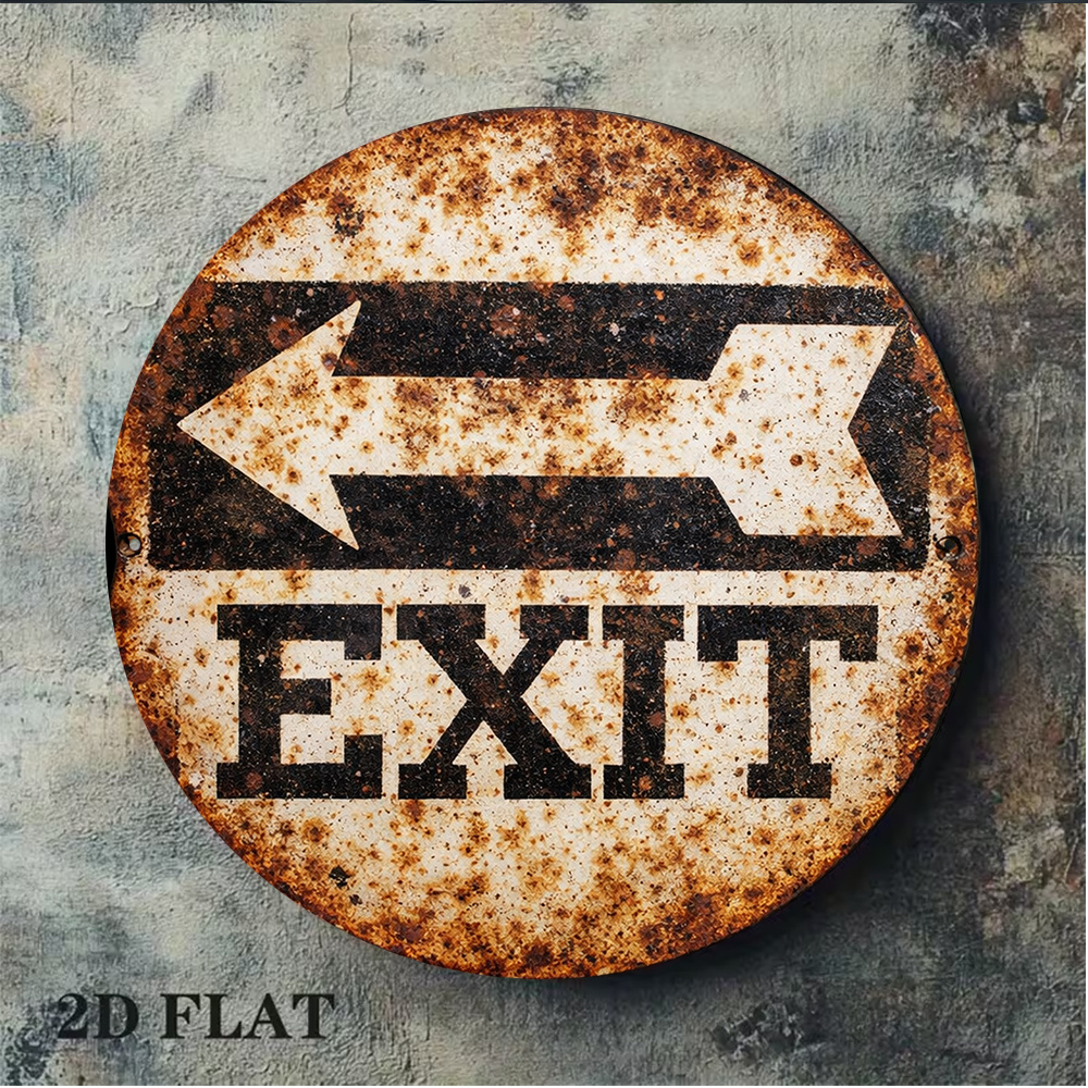 2D Metal Sign 8x8in/20x20cm Re - Emergency Exit Sign avaliação e preço