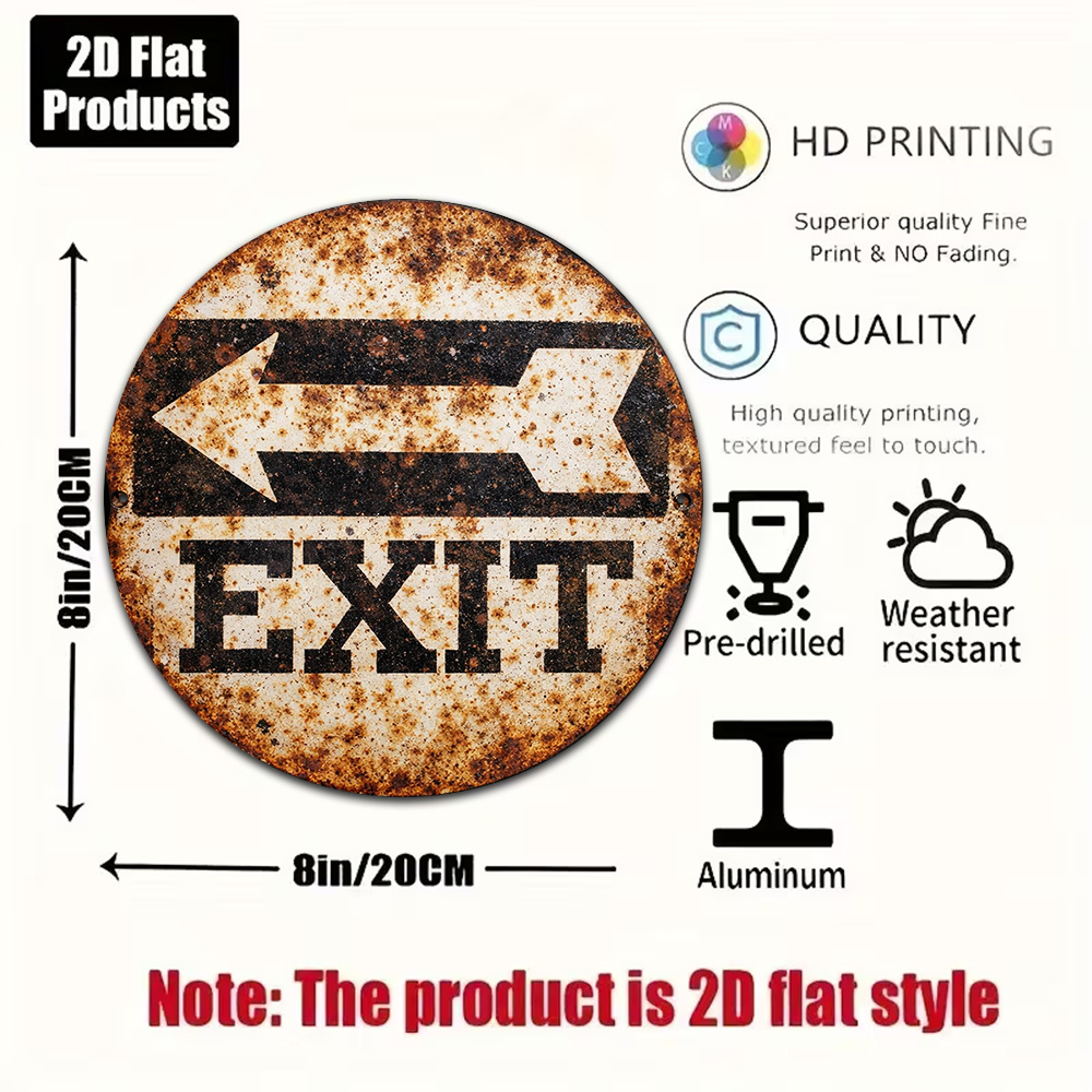 2D Metal Sign 8x8in/20x20cm Re - Emergency Exit Sign avaliação e preço