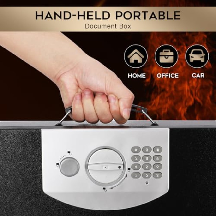Portable Metal Safe Box with D - Fire Safe Document avaliação e preço